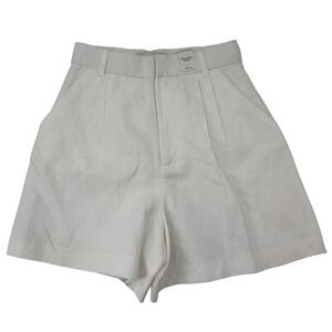 Abercrombie & Fitch High-Waist Cream Pleated Shorts